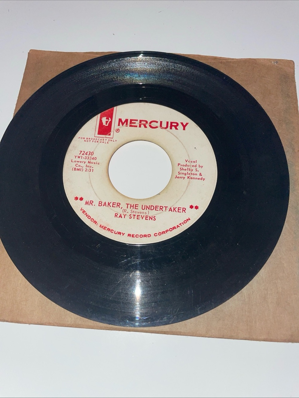Ray Stevens - Mr. Baker, The Undertaker - 1965 NM Novelty Promo 45 on Mercury